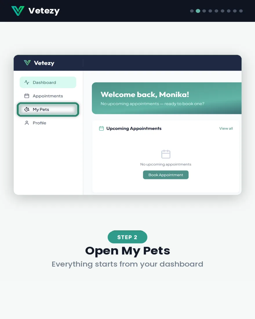 Step 2 — open My Pets from your dashboard